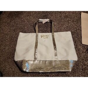 Victoria's Secret Champagne Shimmer Carry On Canvas Travel Tote Bag New With Tag